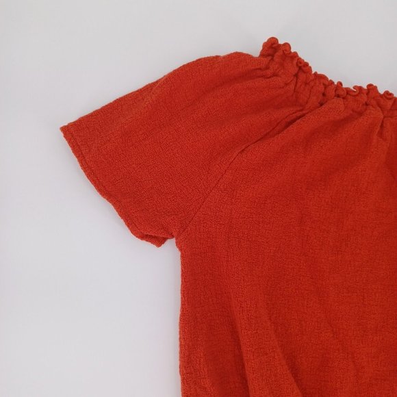 MADEWELL Sz S Frill Smock Textured Drawstring Top Round Neck Cotton Minimalism - Picture 9 of 15